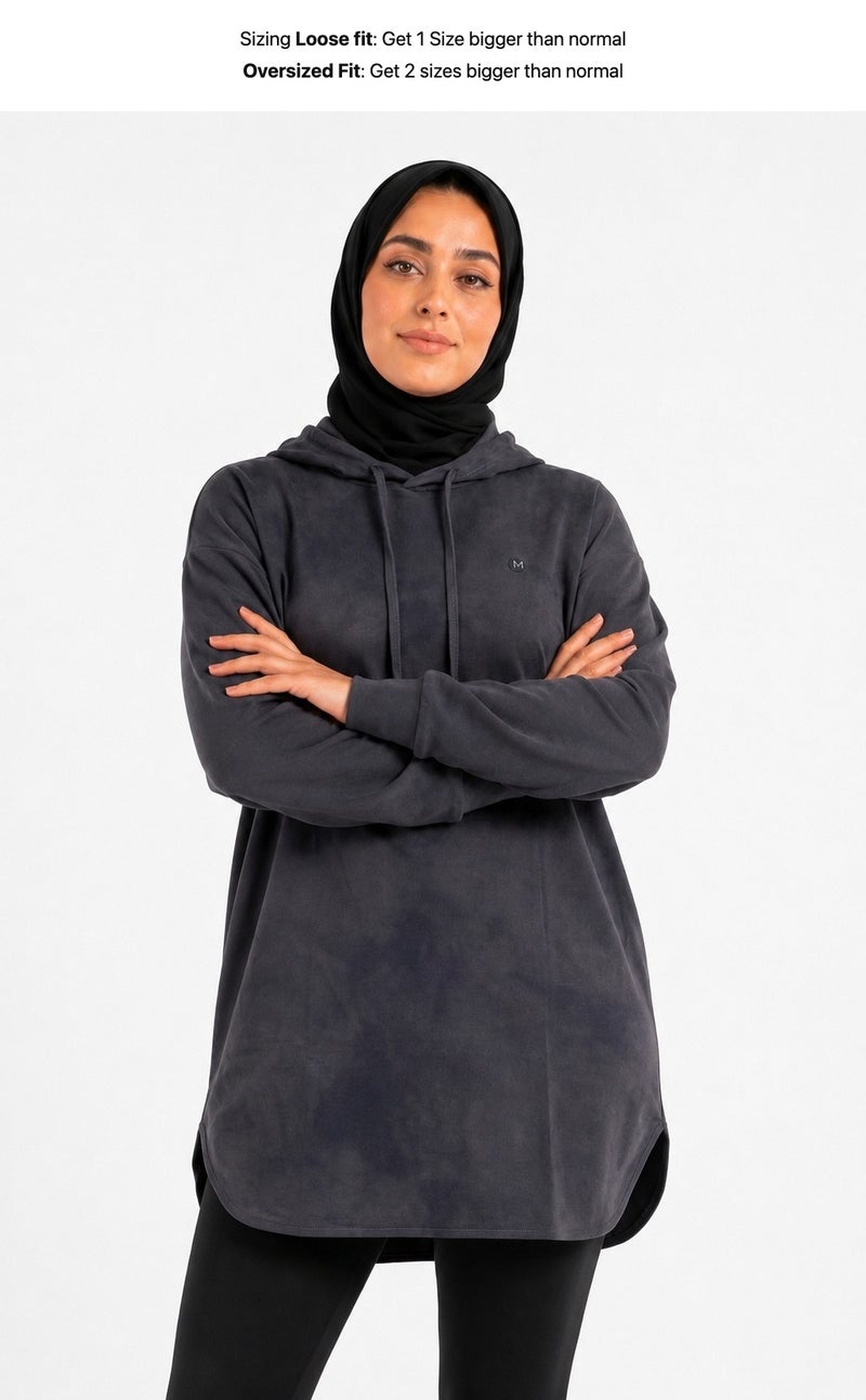 Moveletix Women's Training Top Hooded Grey Luxe Soft - Image 2
