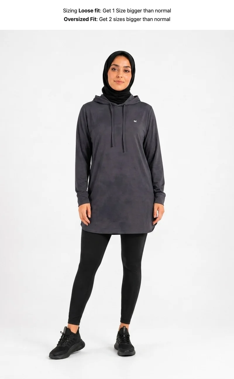 Moveletix Grey Women's Training Top Hooded Grey Luxe Soft for Women | Best Price UAE