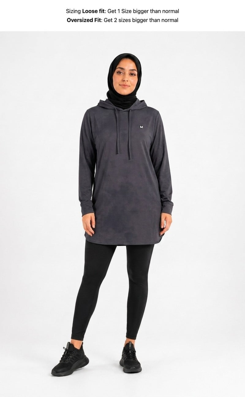 Moveletix Women's Training Top Hooded Grey Luxe Soft - Image 3