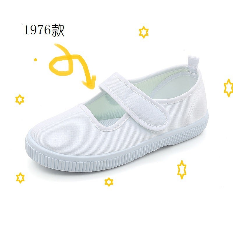 Children'S Shoes Kindergarten Indoor Shoes Dance Shoes Boys And Girls Velcro Student White Shoes Children'S Small White Shoes - Image 1