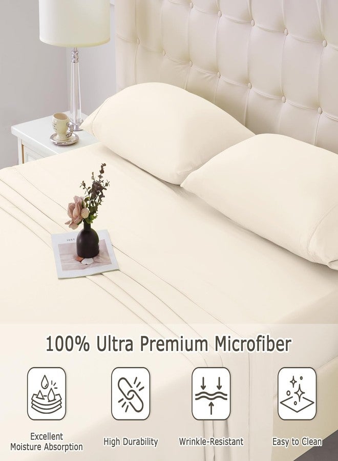 Homilay Full Size Bed Sheet Set - 4 Piece Soft Microfiber Sheets with Deep Pockets, Cooling Technology, and Wrinkle-Free Pillowcase. Hotel-Quality, Durable Bedding, Cream - Image 3