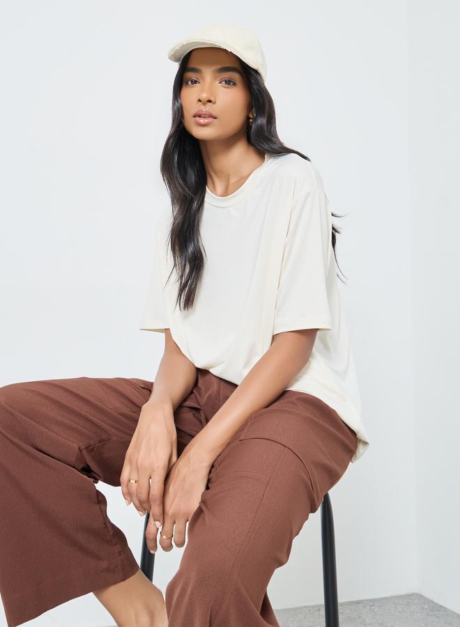 Take Two Women Cream Oversized T-Shirt - Image 1