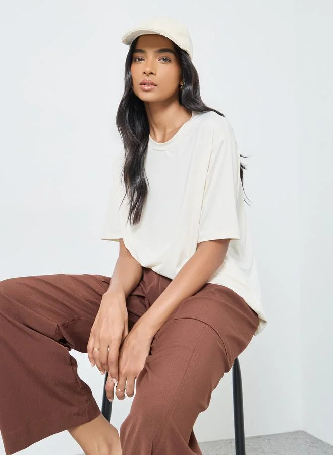 Take Two Take Two Women Cream Oversized T-Shirt