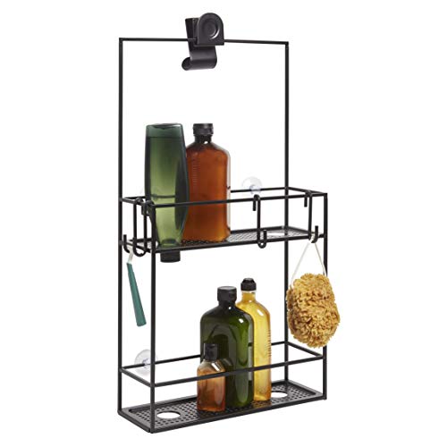Umbra Cubiko Shower Caddy, Black Metal Shower Caddy Over The Shower Head - Image 1