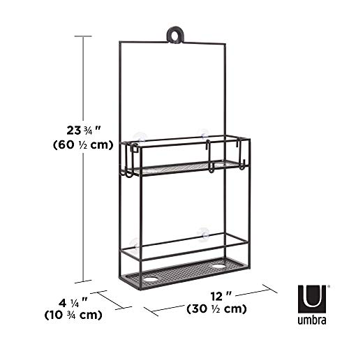 Umbra Cubiko Shower Caddy, Black Metal Shower Caddy Over The Shower Head - Image 3