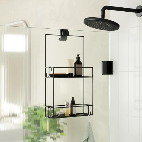 Umbra Cubiko Shower Caddy, Black Metal Shower Caddy Over The Shower Head - Image 2