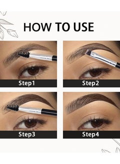 DNM 2Pcs Eyebrow Gel Pomade Dark brown Shaping Kit with Dual-ended Brush Eyebrow Styling Gel Kit Long Lasting Waterproof Colored Eyebrow Gel Paint Pencil Tinting Kit pintura de cejas, BALCK AND BROWN  - Image 5