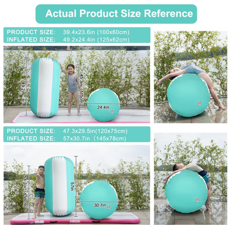 AWSUM Gymnastics Tumbling Equipment Barrel Inflatable Air Roller Thicken Octagon Mat back Handspring Trainer for Cheerleading Training Home Use, Without pump - Image 3