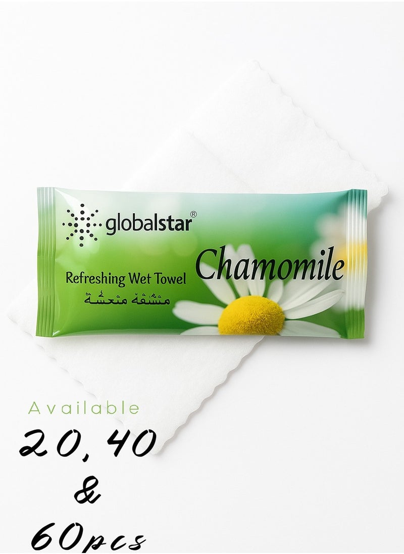 globalstar Globalstar Chamomile Refreshing Wet Towels – Fresh Scented Cotton Towels for Daily Hygiene – Available in 20, 40, and 60 pcs  - Image 4