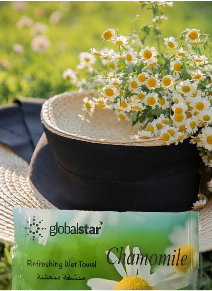globalstar Globalstar Chamomile Refreshing Wet Towels – Fresh Scented Cotton Towels for Daily Hygiene – Available in 20, 40, and 60 pcs  - Image 5