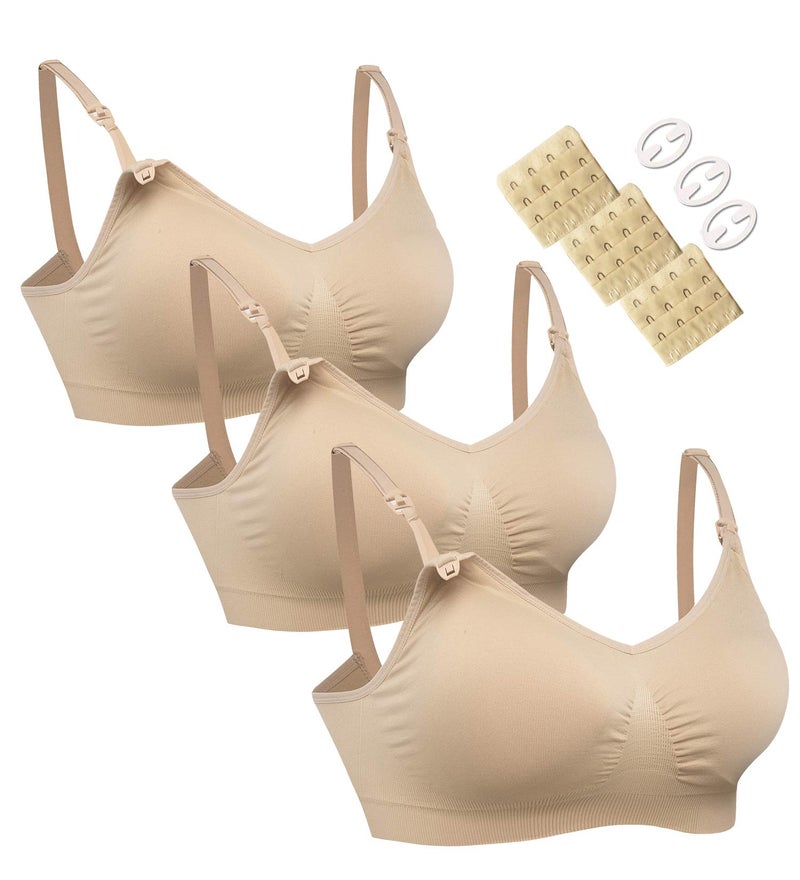 HOFISH Women's Seamless Nursing Maternity Bra Push Up Comfort Sleep Bralette 3PCS/Pack, Medium - Image 1