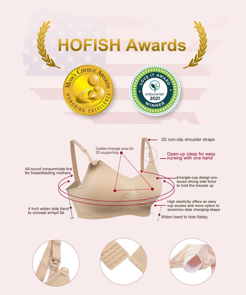 HOFISH Women's Seamless Nursing Maternity Bra Push Up Comfort Sleep Bralette 3PCS/Pack, Medium - Image 2