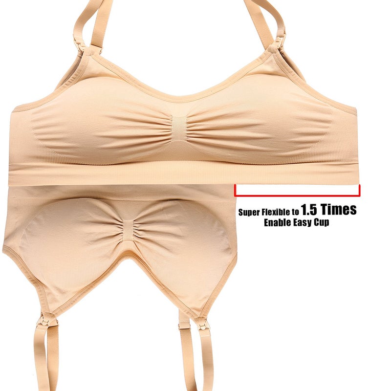 HOFISH Women's Seamless Nursing Maternity Bra Push Up Comfort Sleep Bralette 3PCS/Pack, Medium - Image 3