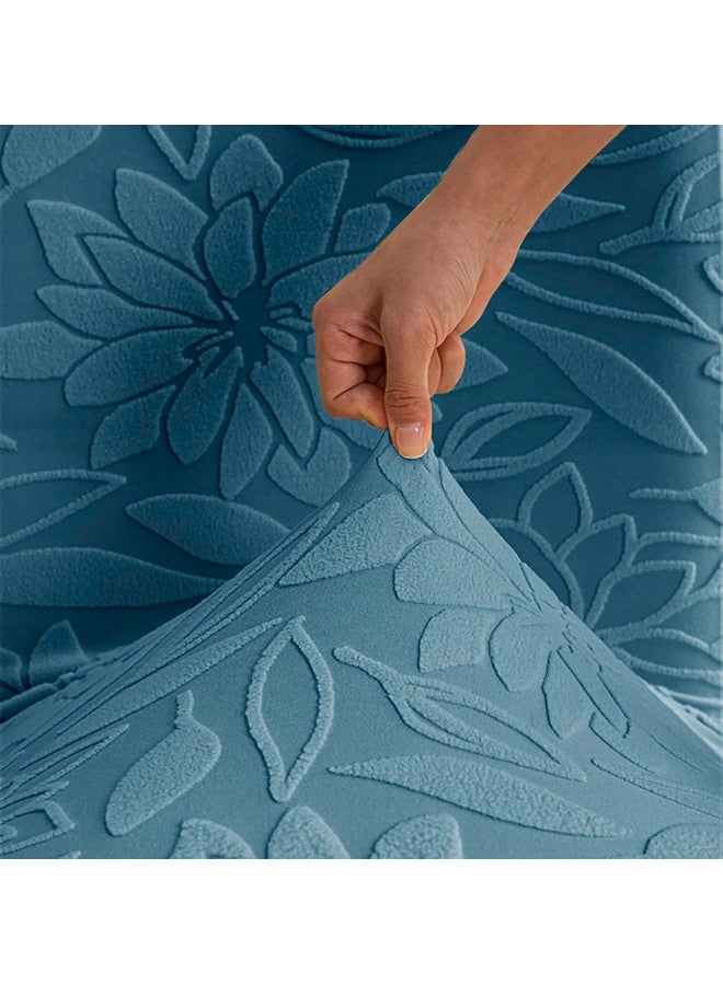 House of Quirk Stretchy Universal Camellia Jacquard Waterproof Chair Cover Removable & Washable Short Dining Chair Cover Protector Seat Slipcover (Light Blue,Pack of 6) - Image 5