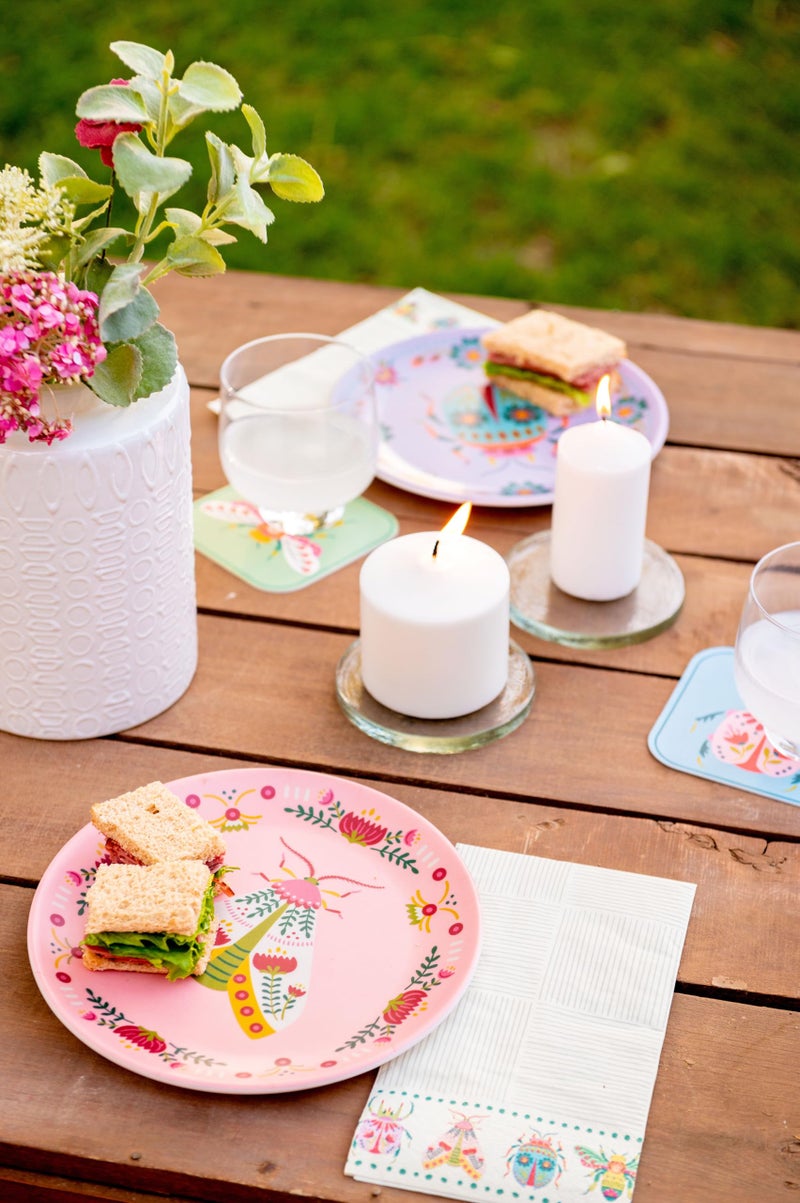 Karma, 7.75 inches Melamine Dessert Plates Set of 4, Reusable Dishwasher Safe Plates for Outdoor and Indoor, Bugs - Image 3