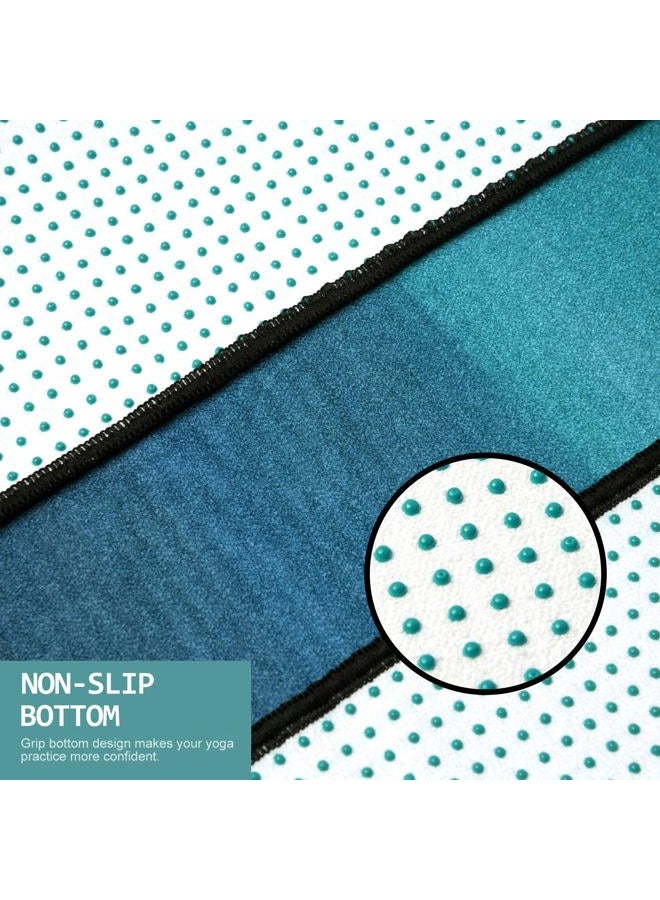 Eunzel Hot Yoga Towel, Non Slip Yoga Mat Towel Sweat Absorbent Printed Yoga Towel with Grip Dots for Hot Yoga, Pilates and Workout 72"x 24", Teal Flow - Image 3