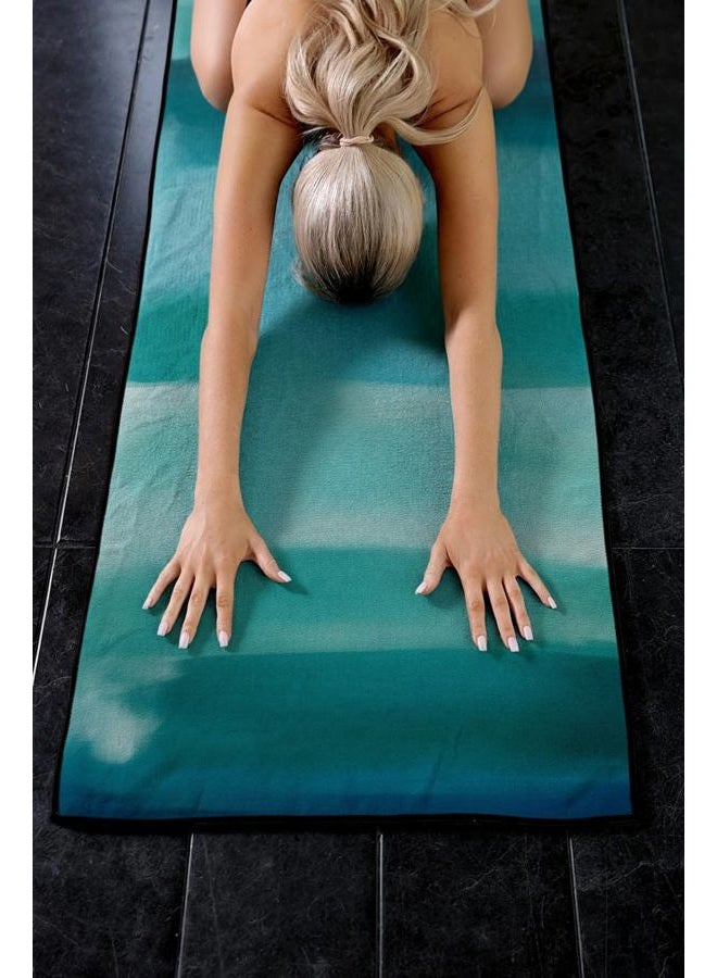 Eunzel Hot Yoga Towel, Non Slip Yoga Mat Towel Sweat Absorbent Printed Yoga Towel with Grip Dots for Hot Yoga, Pilates and Workout 72"x 24", Teal Flow - Image 2