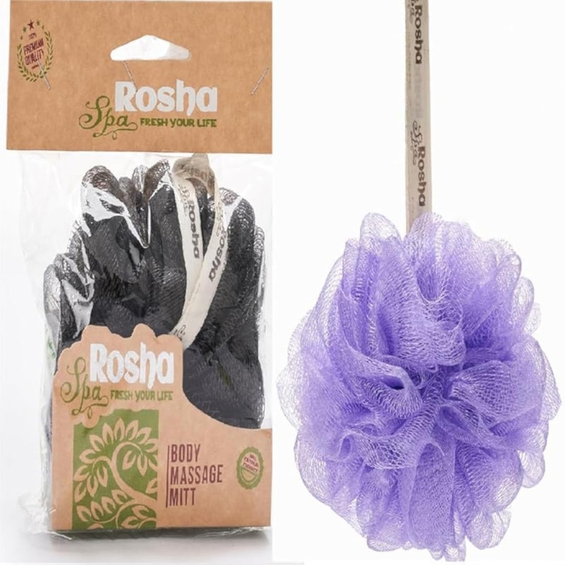 Rosha Spa Loofah Shower Shower with Control Tape Large Piece