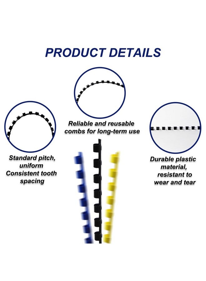 RAYSON Rayson CR-8-100-M Plastic Binding Combs 5/16in. 21-Ring, 40-Sheet Capacity, Colorful Comb Binding Spines, Max. Binding A4 Size Paper (8.3"×11.7"), Box of 100  - Image 4