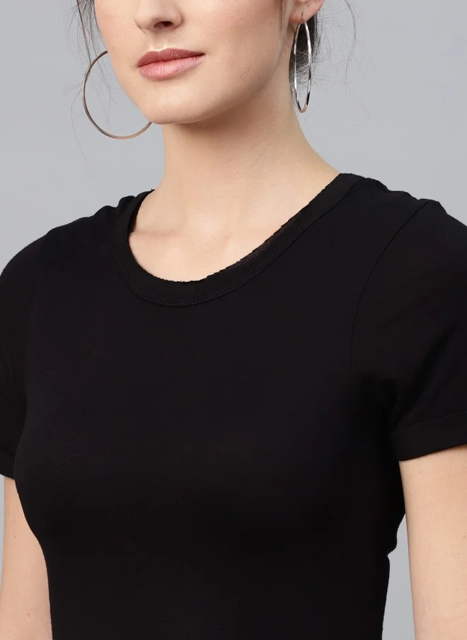 SASSAFRAS Black Styled Back Maxi Dress for Women