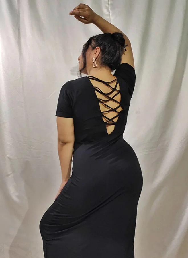 ساسافراس فستان ماكسي أسود أنيق للنساء