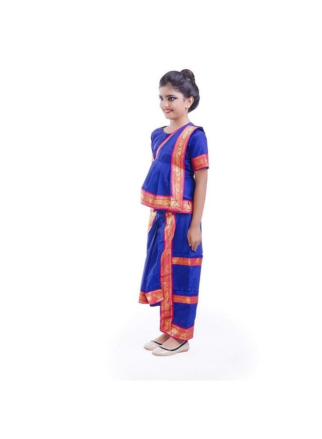 FancyDressWale Polyester Bharatnatyam Dance Dress (8-10 Yrs Blue) - Image 2