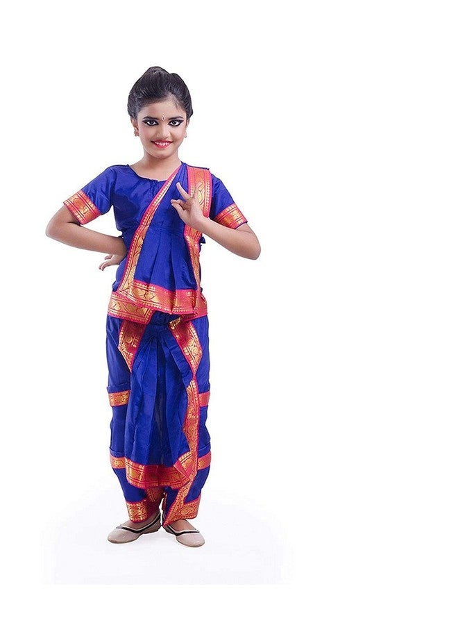 FancyDressWale Polyester Bharatnatyam Dance Dress (8-10 Yrs Blue) - Image 1