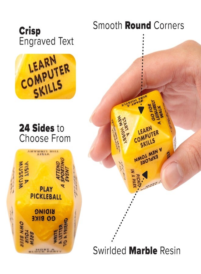 Itera Retirement Gift Decision Dice – Funny Retirement Game for Men & Women (Yellow), Novelty Retirement Dice with Activity Ideas, Gag Gift for Coworker, Boss or Friend, Party Game for Retirees - Image 4