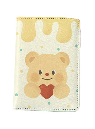 Heart-Shaped Bear Passport Holder Multi-Function Card Holder Passport Protection Cover, Id Card Holder Boys And Girls Pu Leather Travel Id Card Holder, Travel Accessories