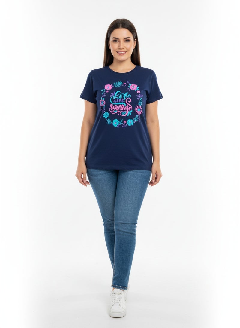 general T-SHIRT BODICE/NAINA LADIES PRINT S/S SV/HT-LT 108 - Image 2