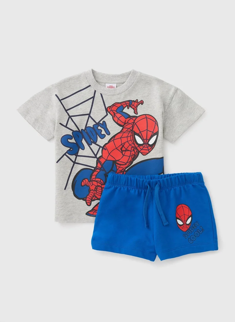 Matalan Boys White Spiderman T-Shirt & Shorts Set