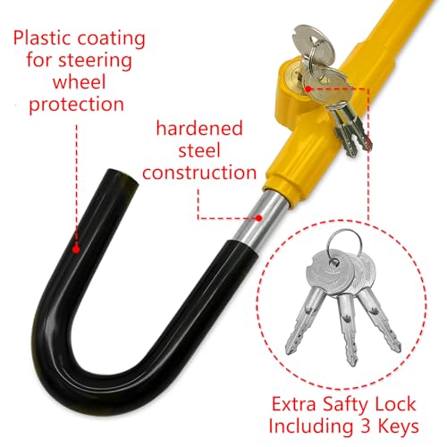 KAYCENTOP Car Steering Wheel to Brake Pedal Lock Auto Security Product Anti-Theft Lock Device Bright Yellow Universal - Image 2