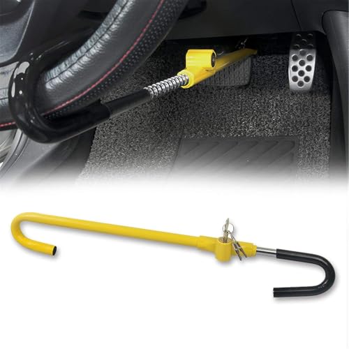 KAYCENTOP Car Steering Wheel to Brake Pedal Lock Auto Security Product Anti-Theft Lock Device Bright Yellow Universal - Image 1
