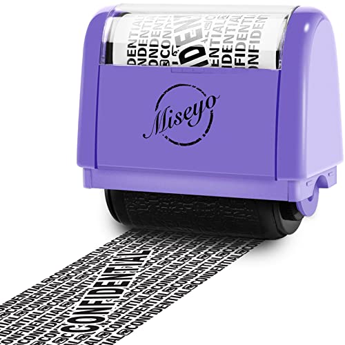 Miseyo Wide Roller Stamp Identity Theft Stamp 1.5 Inch Perfect for Privacy Protection,Anti-Theft Security Confidential Easy for Guard Personal Information Blockout - Purple - Image 1