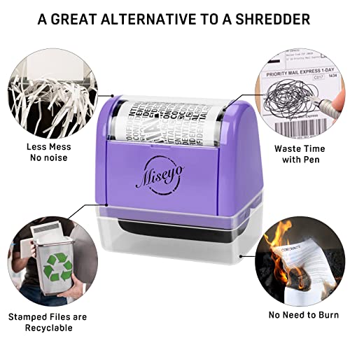 Miseyo Wide Roller Stamp Identity Theft Stamp 1.5 Inch Perfect for Privacy Protection,Anti-Theft Security Confidential Easy for Guard Personal Information Blockout - Purple - Image 5