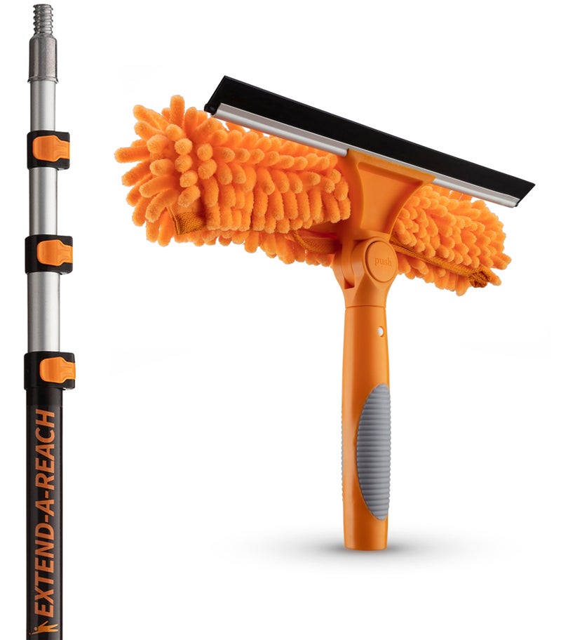 EXTEND-A-REACH 4-12 ft Window Washing Kit with Extension Pole (20+ Foot Reach) // Window Cleaning Tool & Window Washer Squeegee with Telescopic Extension Pole // Best Indoor Outdoor Window Washing Equipment - Image 1