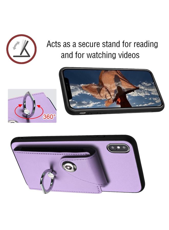 اس-توب جراب لهاتف iPhone XS Max مزود بحلقة وحقيبة بطاقات وحافظة هاتف مع حبل طويل - Image 5