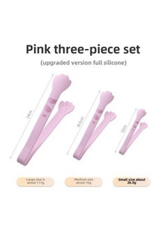 Silicone Food Clip Plastic Non-dirty Hands Snack Clip Cute Cat Claw Clip Kitchen High Temperature Food Clip Potato Chips Clip-Colour:♉♈Integrated Silicone/high Temperature Resistance (pink Three-piece Set) Upgraded Model♉♈