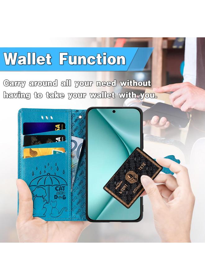 اس-توب جراب لهاتف Huawei Pura 70 مصنوع من الجلد المنقوش بنقشة قطة وكلب - Image 5