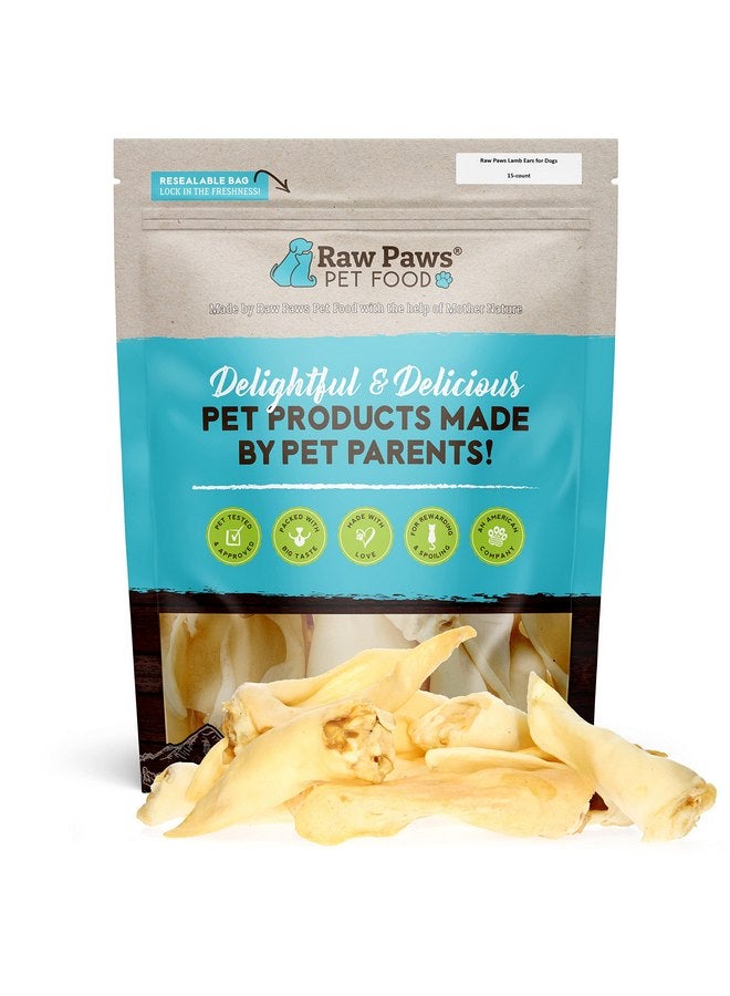 Raw Paws Large Lamb Ears for Dogs, 15 Pack - Packed in USA - All Natural Lamb Rawhide Alternative - Real, Grain Free, Single Ingredient Lambs Ear Chews for Dogs - Crunchy Sheep Lamb Ears Dog Treats - Image 1