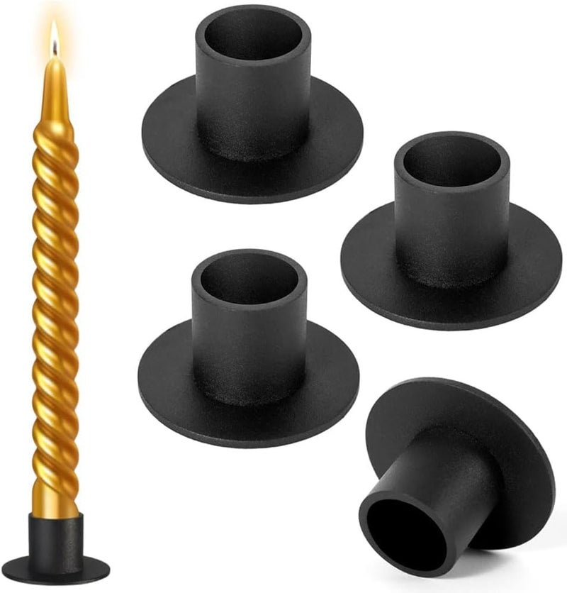Conical Candlesticks – 2.7cm Black Candle Cups, 5cm Round, 4 Pieces, for Candles, Home Decor