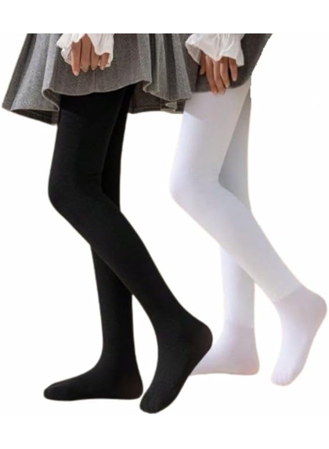Girls' warm, soft tights, 2-pack, black and white - Image 1