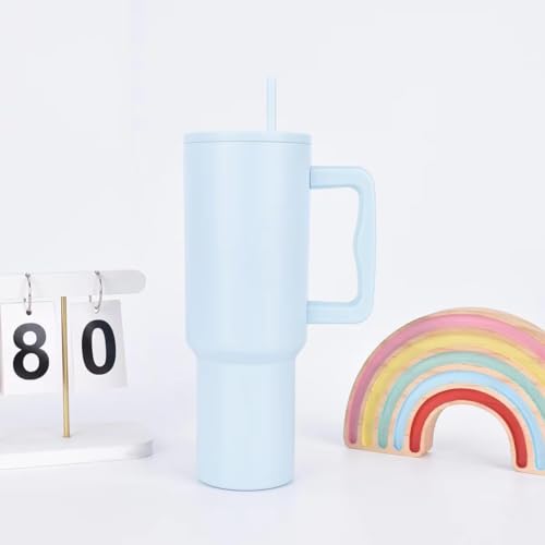 CPENSUS 1200ML Stainless Steel Tumbler with Lid and Straw, Hot and Cold with Handle, 100% Leak Proof Mug Cupholder for Travelling, Gym (Sky Blue) - Image 3