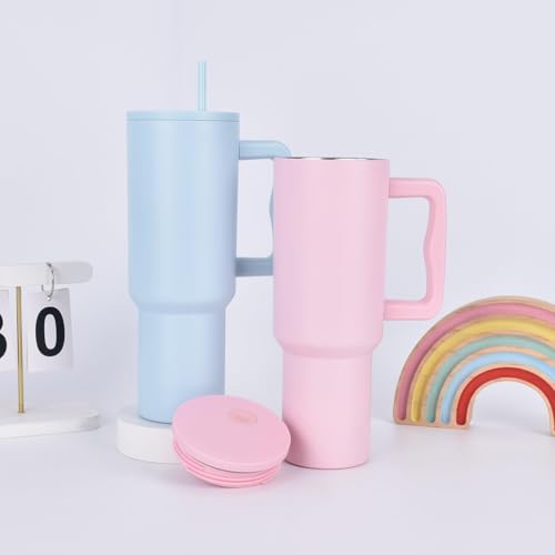 CPENSUS 1200ML Stainless Steel Tumbler with Lid and Straw, Hot and Cold with Handle, 100% Leak Proof Mug Cupholder for Travelling, Gym (Sky Blue) - Image 4