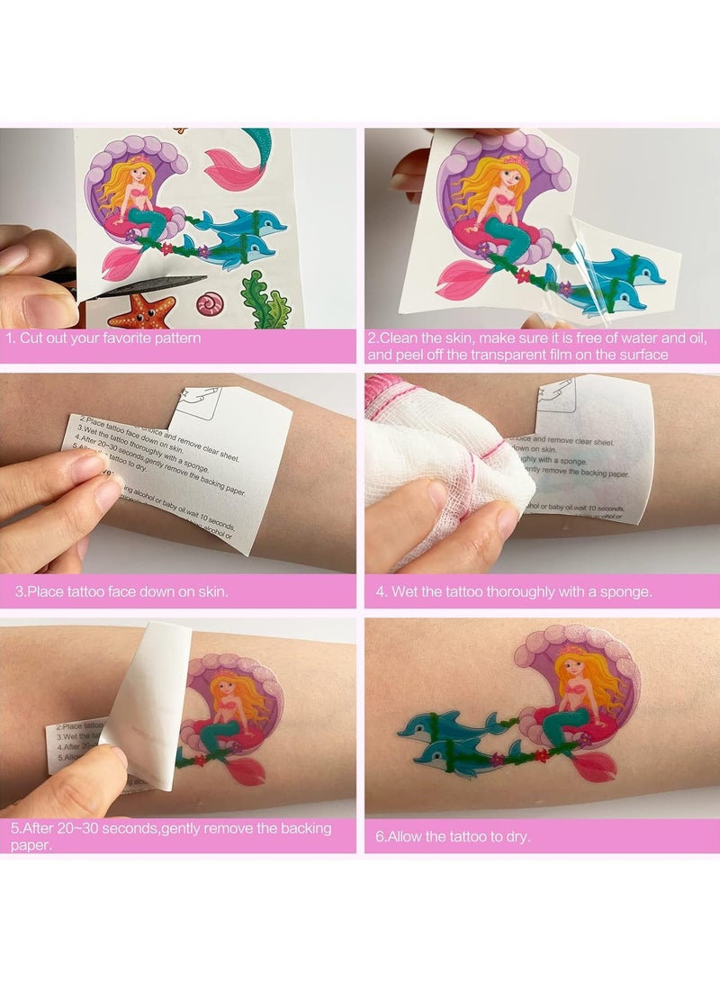 قوس قزح أورينبو 20 ورقة 230 قطعة من وشم يونيكورن حورية البحر فراشة جنية صغيرة مؤقتة للأطفال البنات والأولاد مقاوم للماء يدوم طويلاً - Image 5