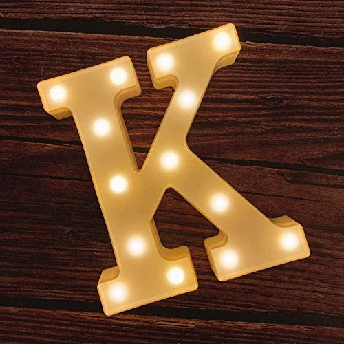 MIRADH LED Marquee Letter Lights Sign; Light Up Alphabet Letters for Wedding Birthday Party Christmas Home Bar Decoration; Warm White (Letter-K) - Image 1
