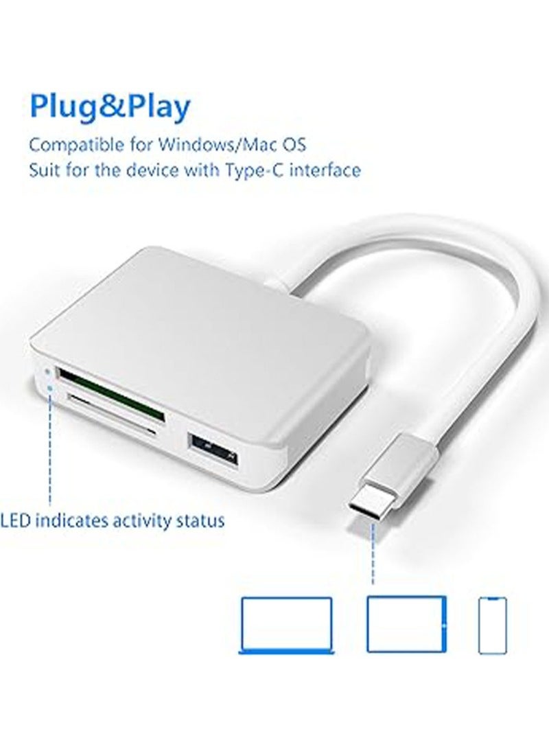 XQD Card Reader USB C,XQD/SD/TF Card Reader Type C,Dual USB3.0 Card Adapter Read 3 Cards for SD(HC/XC),TF, Sony G Series, Lexar USB Mark Card, Compatible for Type-C Laptop, Support Windows/Mac OS - Image 2