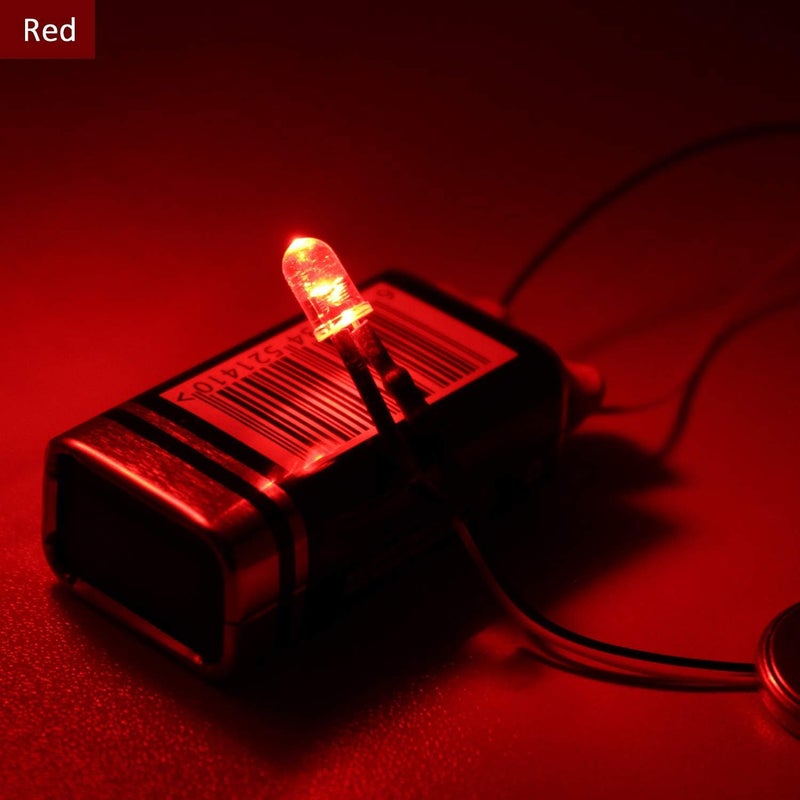 DiCUNO 100 قطعة 5 مم LED دايودات حمراء مسبقة التوصيل 12 فولت، 9.4 بوصة/24 سم مجموعة دايودات مضيئة فائقة السطوع بألوان متنوعة لمشاريع الإضاءة، تجارب علمية في الدوائر الكهربائية - Image 5