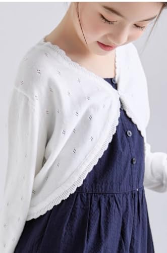 Miccina Girls Cardigan Bolero Shrug Hollow Out Sweater Baby Toddler Kids Long Sleeve Knit Button Cover Up Cropped Tops - Image 4