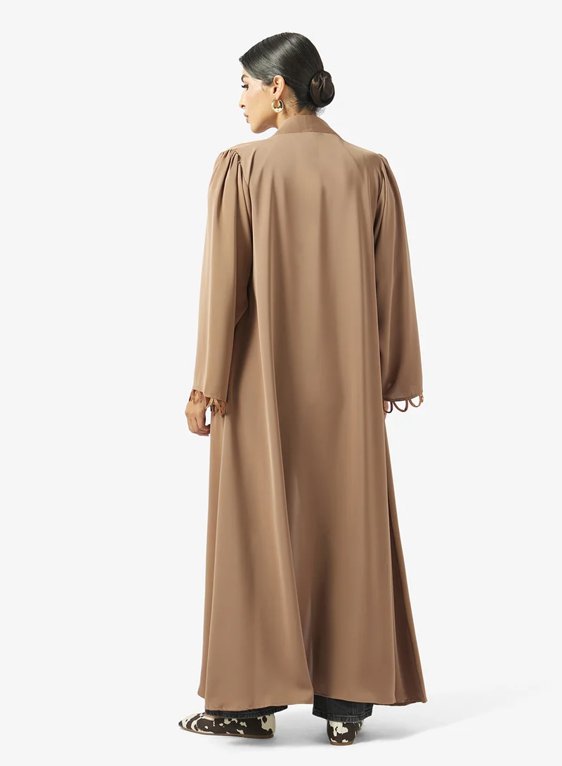hayas closet Front Loops Detailing Open Front Abaya